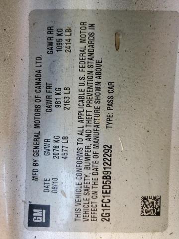 2G1FC1ED5B9122292 - 2011 CHEVROLET CAMARO LT Күміс фото 12