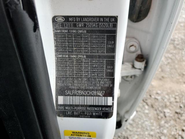 SALFR2BN3CH281567 - 2012 LAND ROVER LR2 HSE Blanc photo 13