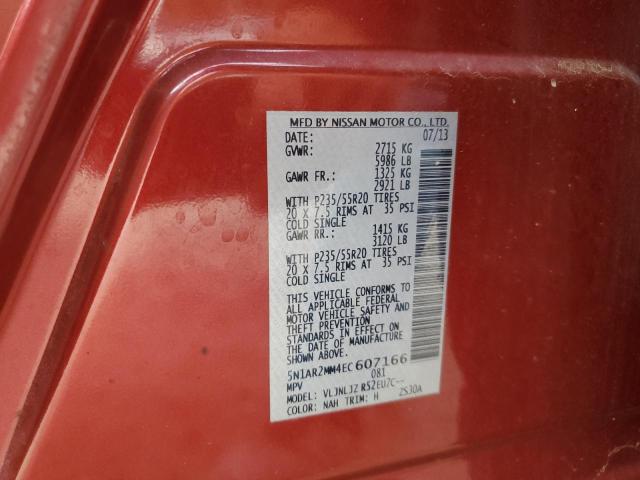 5N1AR2MM4EC607166 - 2014 NISSAN PATHFINDER S 红色 照片 13