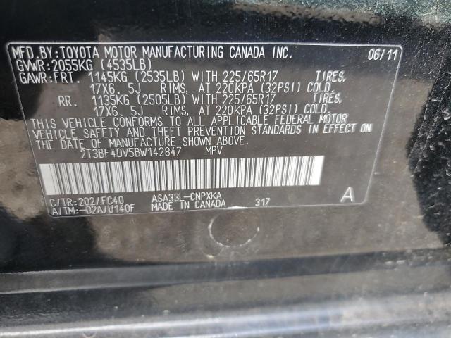 2T3BF4DV5BW142847 - 2011 TOYOTA RAV4 BLACK photo 13