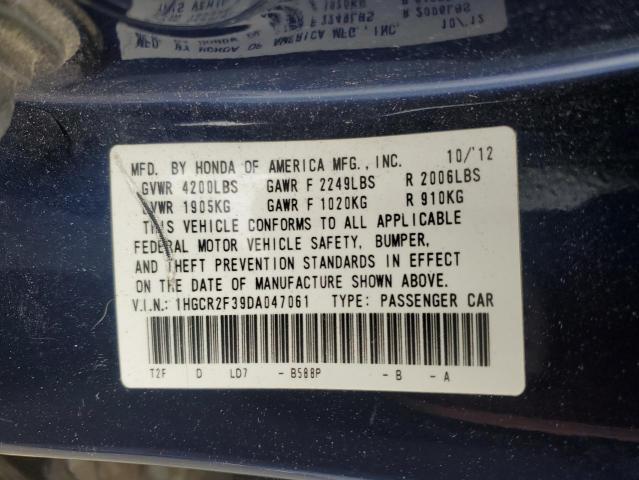 1HGCR2F39DA047061 - 2013 HONDA ACCORD LX ლურჯი ფოტო 13