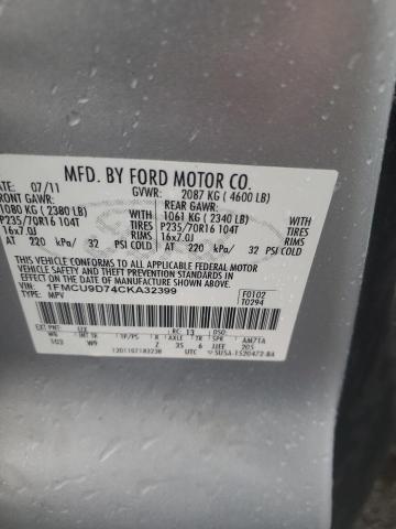 1FMCU9D74CKA32399 - 2012 FORD ESCAPE XLT 银色 照片 13
