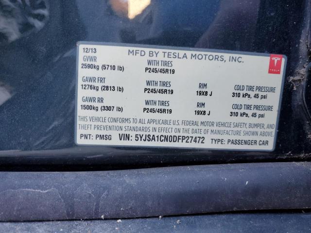 5YJSA1CN0DFP27472 - 2013 TESLA MODEL S Grafit fotoğraf 12