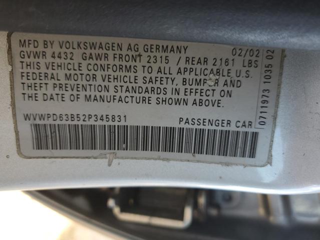 WVWPD63B52P345831 - 2002 VOLKSWAGEN PASSAT GLS Gümüş foto 12