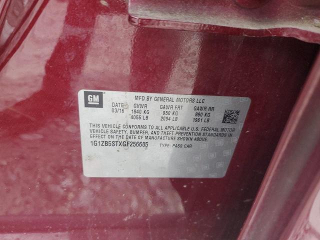 1G1ZB5STXGF256605 - 2016 CHEVROLET MALIBU LS BURGUNDY photo 12
