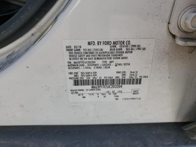 MAJ3P1TE5JC203204 - 2018 FORD ECOSPORT SE WHITE photo 14