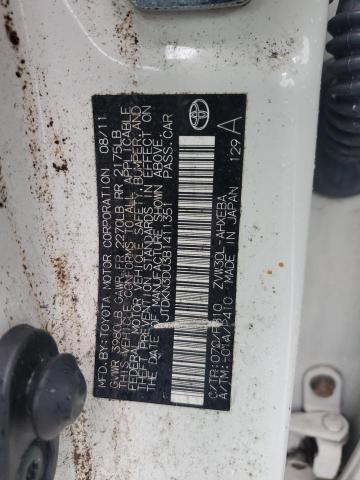 JTDKN3DU3B1411351 - 2011 TOYOTA PRIUS WHITE photo 12