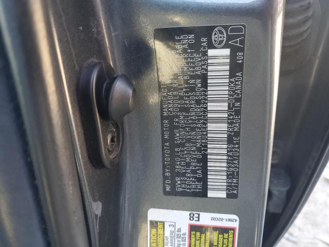 2T1BU4EE7CC762227 - 2012 TOYOTA COROLLA BASE CHARCOAL photo 12