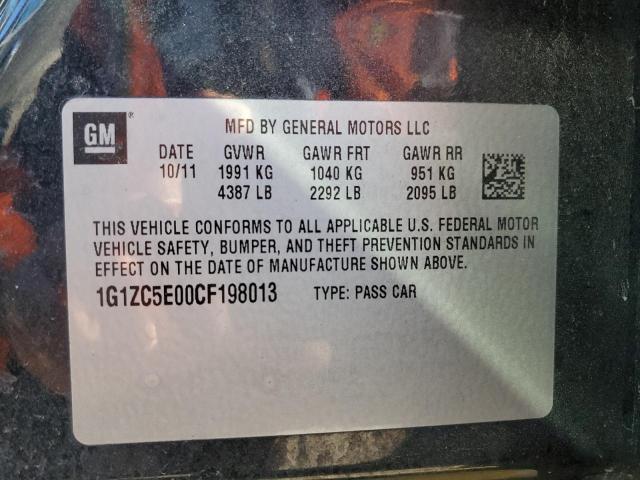 1G1ZC5E00CF198013 - 2012 CHEVROLET MALIBU 1LT أسود صورة 12