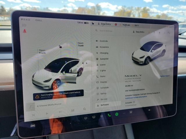 7SAYGDEE8NF308314 - 2022 TESLA MODEL Y Ақ фото 9