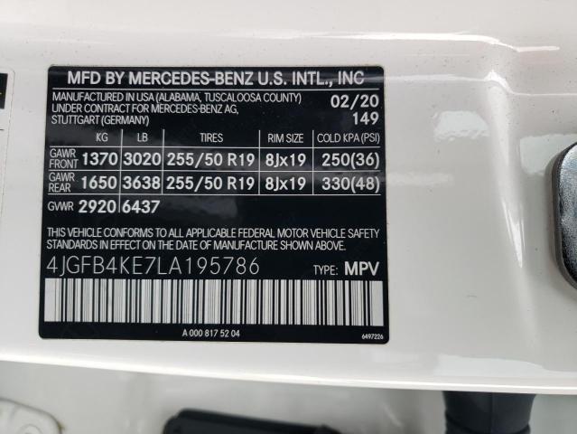 4JGFB4KE7LA195786 - 2020 MERCEDES-BENZ GLE 350 4MATIC WHITE photo 14