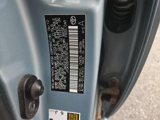 JTDKN3DP5C3018242 - 2012 TOYOTA PRIUS PLUG أخضر صورة 10