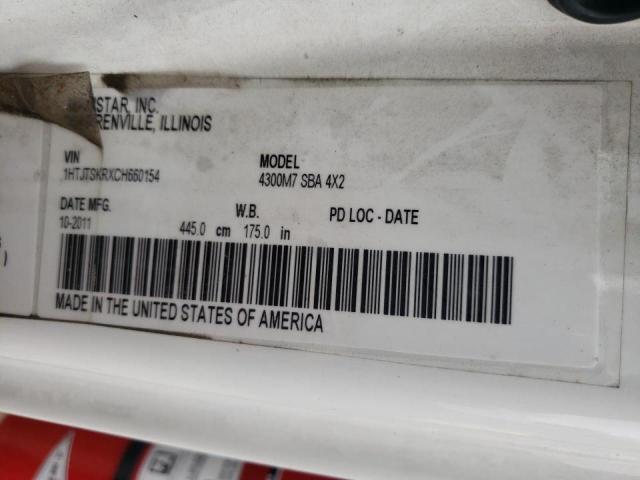 1HTJTSKRXCH660154 - 2012 INTERNATIONAL 4300 4300 თეთრი ფოტო 10