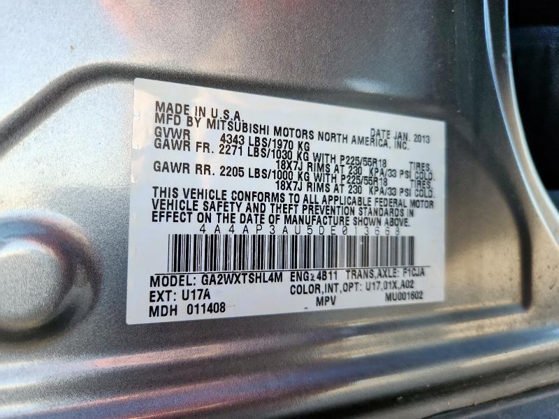 4A4AP3AU5DE013668 - 2013 MITSUBISHI OUTLANDER ES Մոխրագույն լուսանկար 12