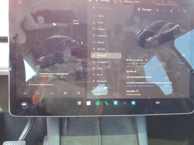 7SAYGDEE5NF387540 - 2022 TESLA MODEL Y Rojo foto 9