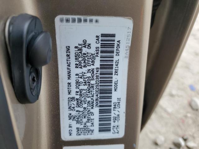 1NXBU40E29Z038749 - 2009 TOYOTA COROLLA BASE أسمر صورة 13