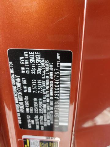 5XYZU3LA3DG040767 - 2013 HYUNDAI SANTA FE S ORANGE photo 12