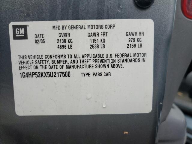 1G4HP52KX5U217500 - 2005 BUICK LESABRE CUSTOM GRAY photo 12