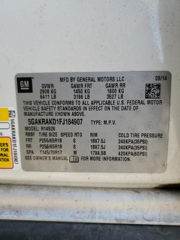 5GAKRAKD1FJ184907 - 2015 BUICK ENCLAVE CREAM photo 14