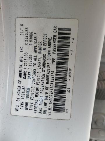 1HGCR2F52GA125170 - 2016 HONDA ACCORD SPORT თეთრი ფოტო 13