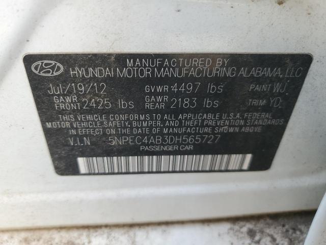 5NPEC4AB3DH565727 - 2013 HYUNDAI SONATA SE 白色 照片 12