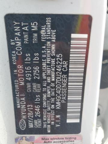 KMHGC4DD7DU246225 - 2013 HYUNDAI GENESIS 3.8L 白色 照片 12