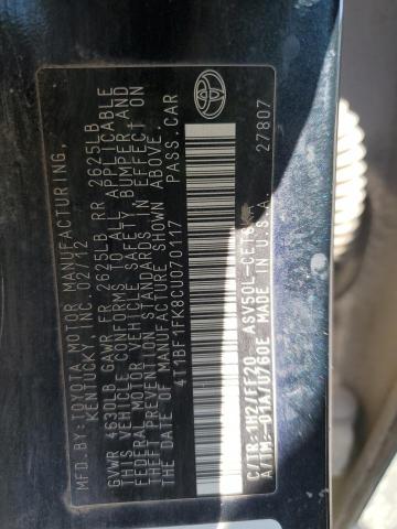 4T1BF1FK8CU070117 - 2012 TOYOTA CAMRY BASE BLUE photo 12