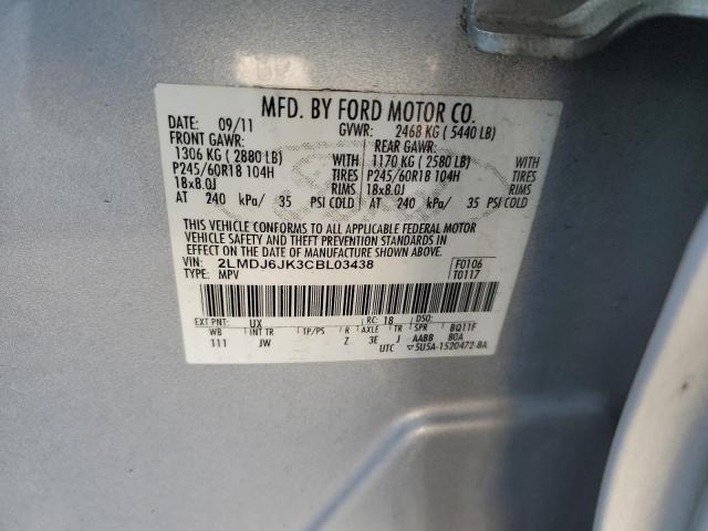 2LMDJ6JK3CBL03438 - 2012 LINCOLN MKX SILVER photo 13
