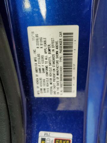1HGCT1B86HA004591 - 2017 HONDA ACCORD EXL BLUE photo 13