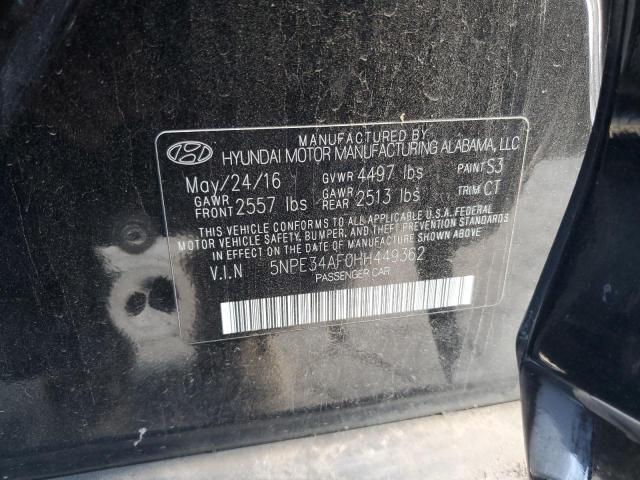 5NPE34AF0HH449362 - 2017 HYUNDAI SONATA SPORT BLACK photo 12