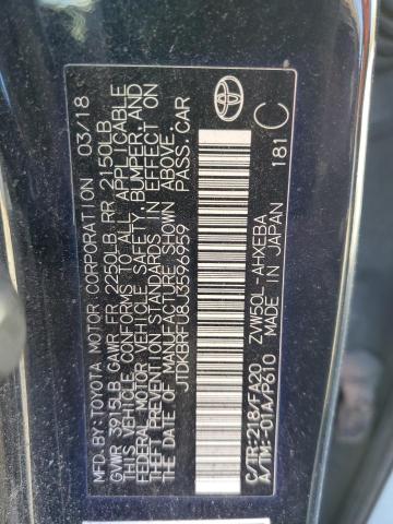 JTDKBRFU8J3596959 - 2018 TOYOTA PRIUS შავი ფოტო 12