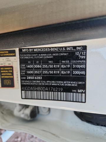 4JGDA5HB0DA176219 - 2013 MERCEDES-BENZ ML 350 4MATIC WHITE photo 13