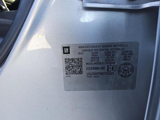 1G1ZD5ST5KF221523 - 2019 CHEVROLET MALIBU LT Күміс фото 12