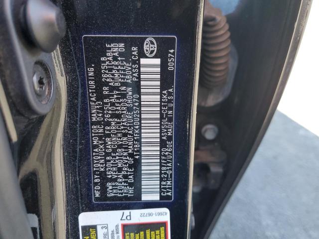4T1BF1FK4DU257470 - 2013 TOYOTA CAMRY L BLACK photo 12