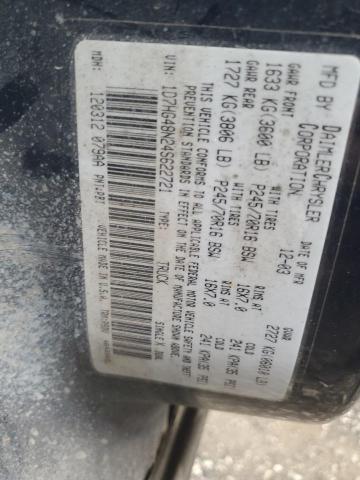 1D7HG48N24S622721 - 2004 DODGE DAKOTA QUAD SLT ლურჯი ფოტო 12