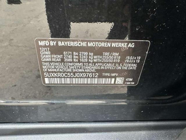 5UXKR0C55J0X97612 - 2018 BMW X5 XDRIVE35I 黑色 照片 10