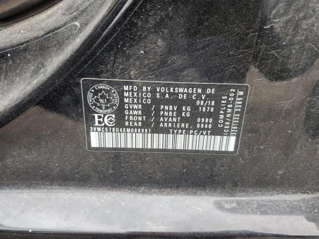 3VWC57BU4KM086997 - 2019 VOLKSWAGEN JETTA S BLACK photo 13