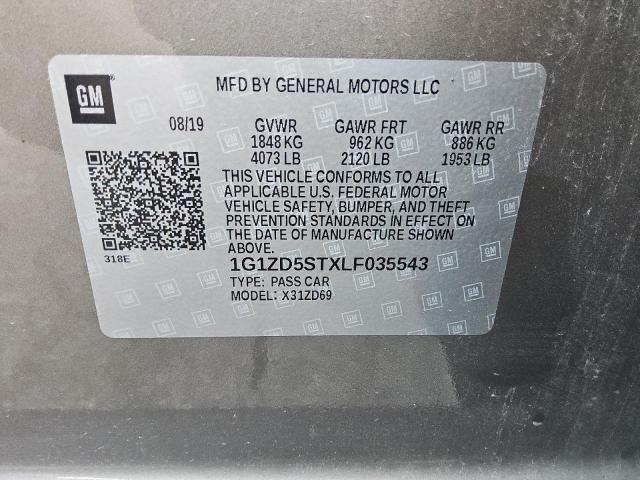 1G1ZD5STXLF035543 - 2020 CHEVROLET MALIBU LT GRAY photo 12