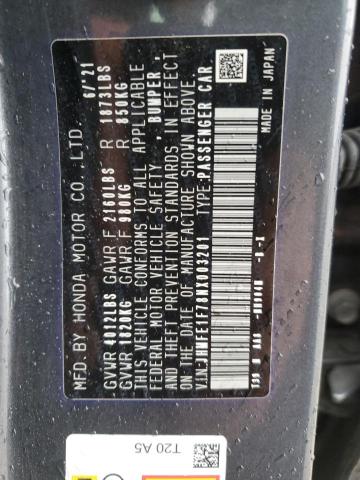 JHMFE1F78NX003201 - 2022 HONDA CIVIC EX CHARCOAL photo 12