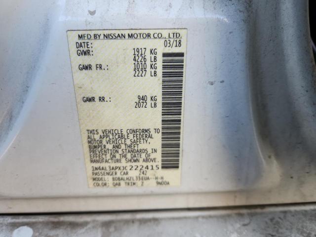 1N4AL3APXJC222415 - 2018 NISSAN ALTIMA 2.5 أبيض صورة 12