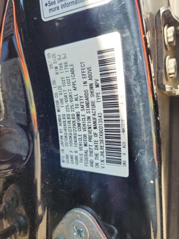 JHLRE387X9C013543 - 2009 HONDA CR-V EXL შავი ფოტო 12