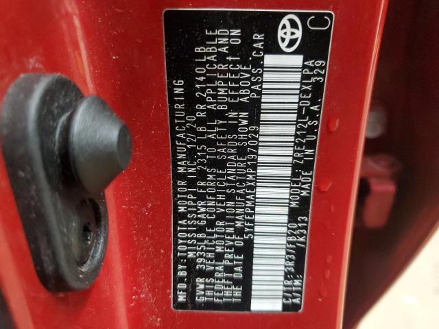 5YFEPMAEXMP197029 - 2021 TOYOTA COROLLA LE წითელი ფოტო 12