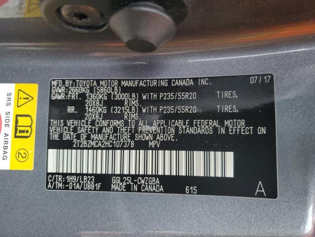 2T2BZMCA2HC107378 - 2017 LEXUS RX 350 BASE BLACK photo 14