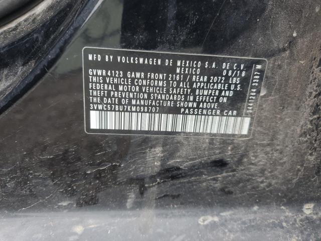 3VWC57BU7KM098707 - 2019 VOLKSWAGEN JETTA S BLACK photo 12