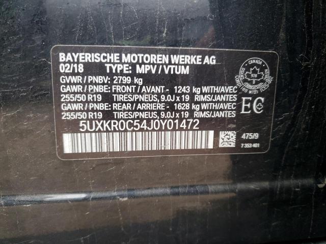 5UXKR0C54J0Y01472 - 2018 BMW X5 XDRIVE35I BLACK photo 14