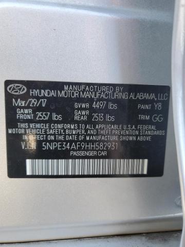 5NPE34AF9HH582931 - 2017 HYUNDAI SONATA SPORT GRAY photo 12