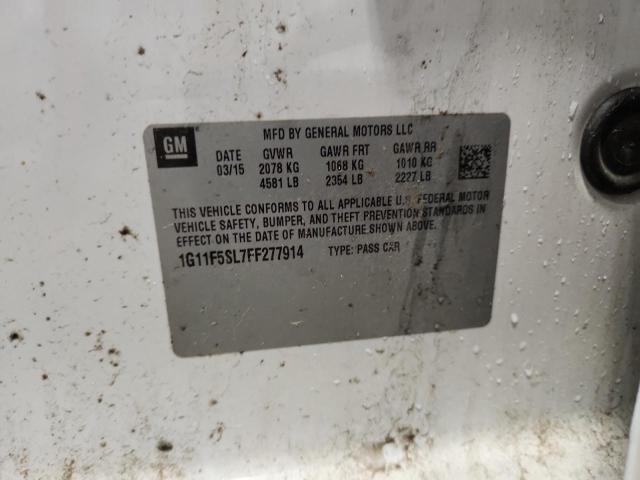 1G11F5SL7FF277914 - 2015 CHEVROLET MALIBU LTZ WHITE photo 12