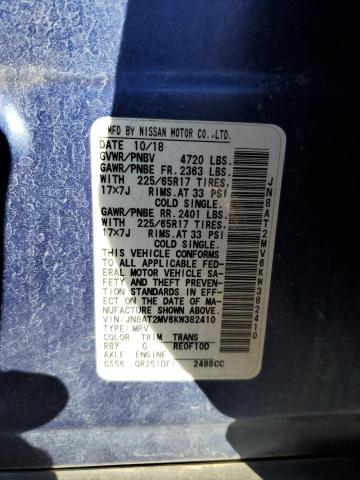 JN8AT2MV6KW382410 - 2019 NISSAN ROGUE S BLUE photo 13