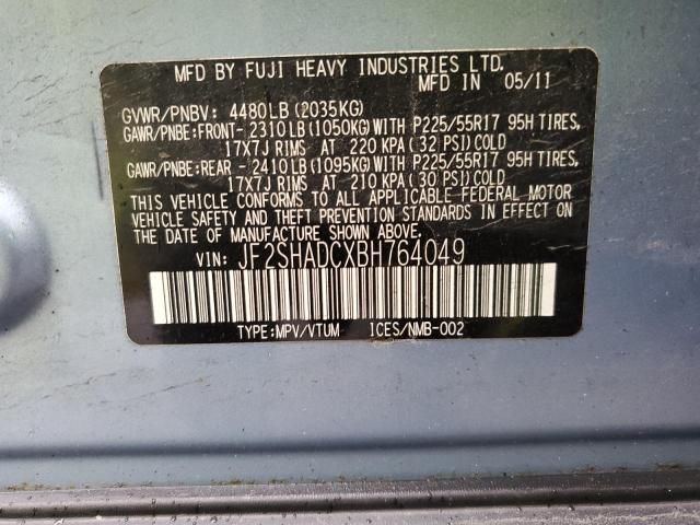 JF2SHADCXBH764049 - 2011 SUBARU FORESTER 2.5X PREMIUM BLUE photo 14