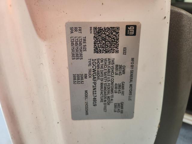 1GCWGAFP1N1174919 - 2022 CHEVROLET EXPRESS G2 Ақ фото 13